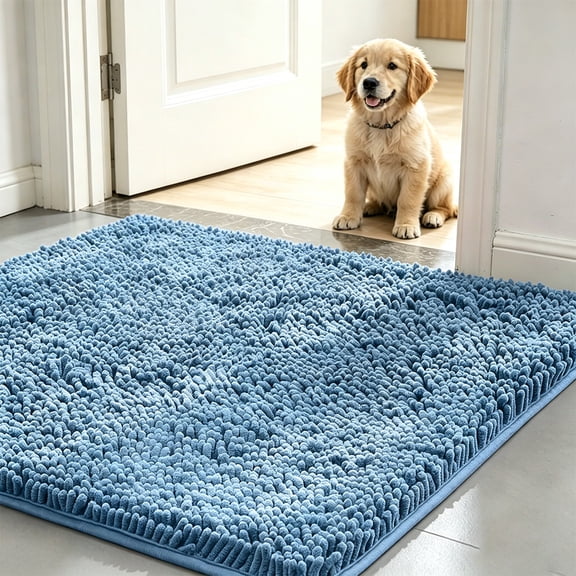 Ultra Absorbent Chenille Entrance Door Rug, Non Slip Grippy Pet Rug for Muddy Dog Paws, Machine Washable Quick Dry Soakstopper Doormat, Dirt Trapping Entryway Carpet for Indoor Outdoor Use