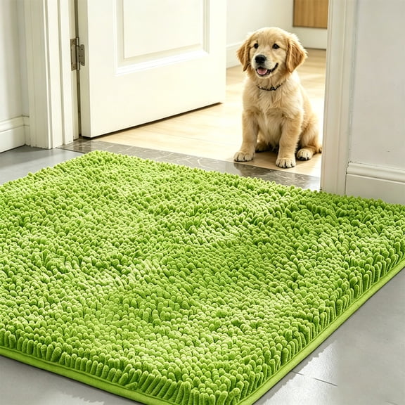 Ultra Absorbent Chenille Entrance Door Rug, Non Slip Grippy Pet Rug for Muddy Dog Paws, Machine Washable Quick Dry Soakstopper Doormat, Dirt Trapping Entryway Carpet for Indoor Outdoor Use