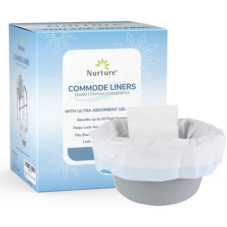 Nurture Ultra-Absorbent Disposable Commode Liners, 24 Pack - Extra Thick Leak-Proof Bags for Toilets