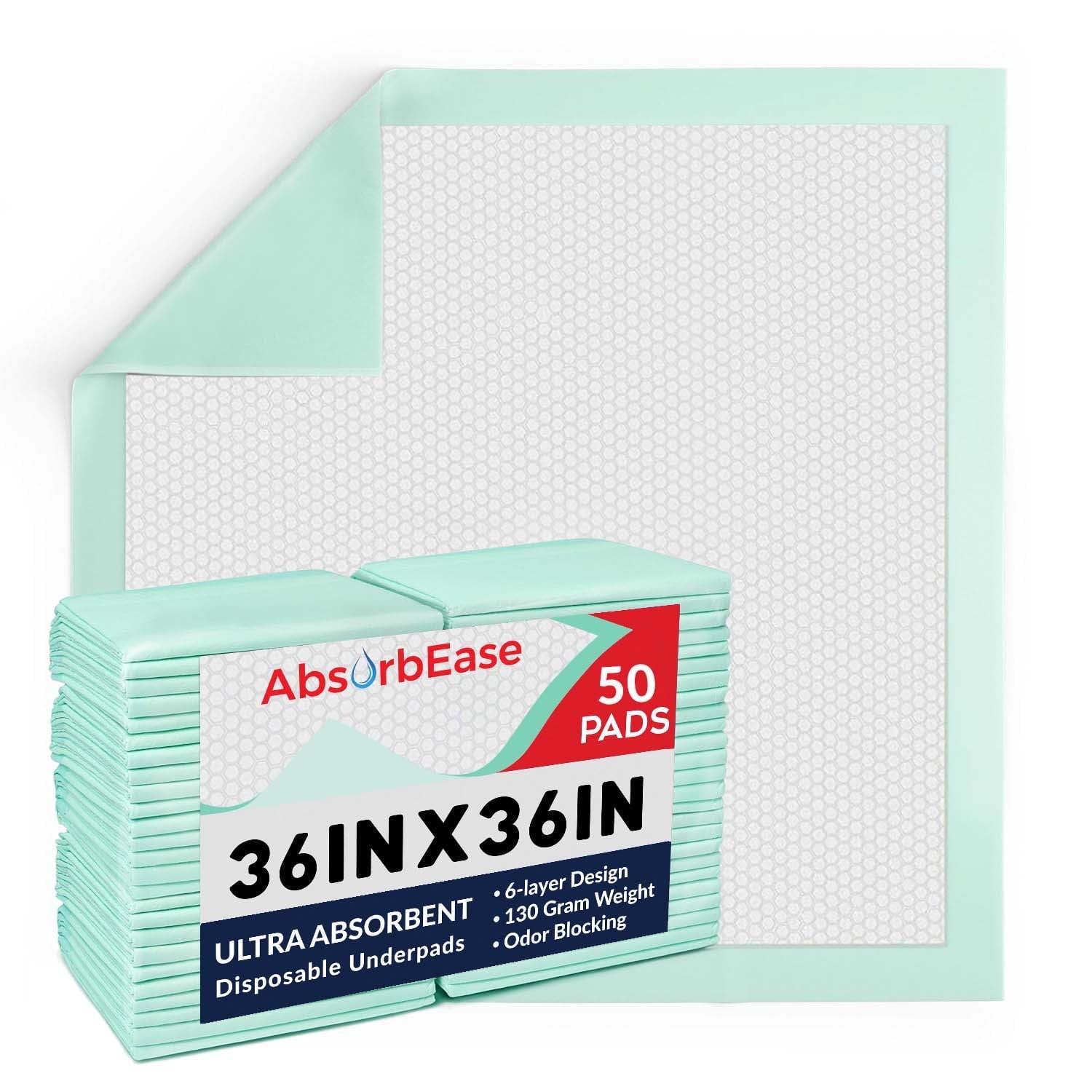 Ultra Absorbent Disposable Underpads - 50 Waterproof Large 36" x 36" Bed Pads Incontinence - Leakproof Fast Drying, Baby, Puppy & Adults Bed Pads, Dog Pee Pads