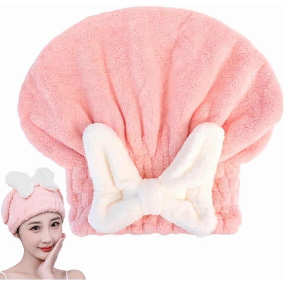 Ultra Absorbent Hair Quick Drying Towel for Women Girls New Microfiber Hair Towel Wrap Dry Turban Soft Bow Tie Plopping Head Towels Shower Cap for Kids