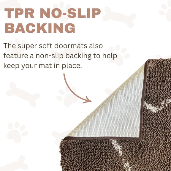 Ultra Absorbent Microfiber Chenille Wet Dog Mat for Muddy Paws - Non-Slip and Machine Washable (Beige, Large 26 x 36)