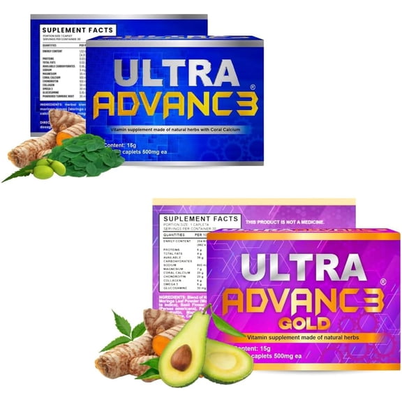 Ultra Advance Gold + Blue Duo - Original & Ultimate Formulas | Vegan, Non-GMO, 2 Boxes (60 Capsules Total)