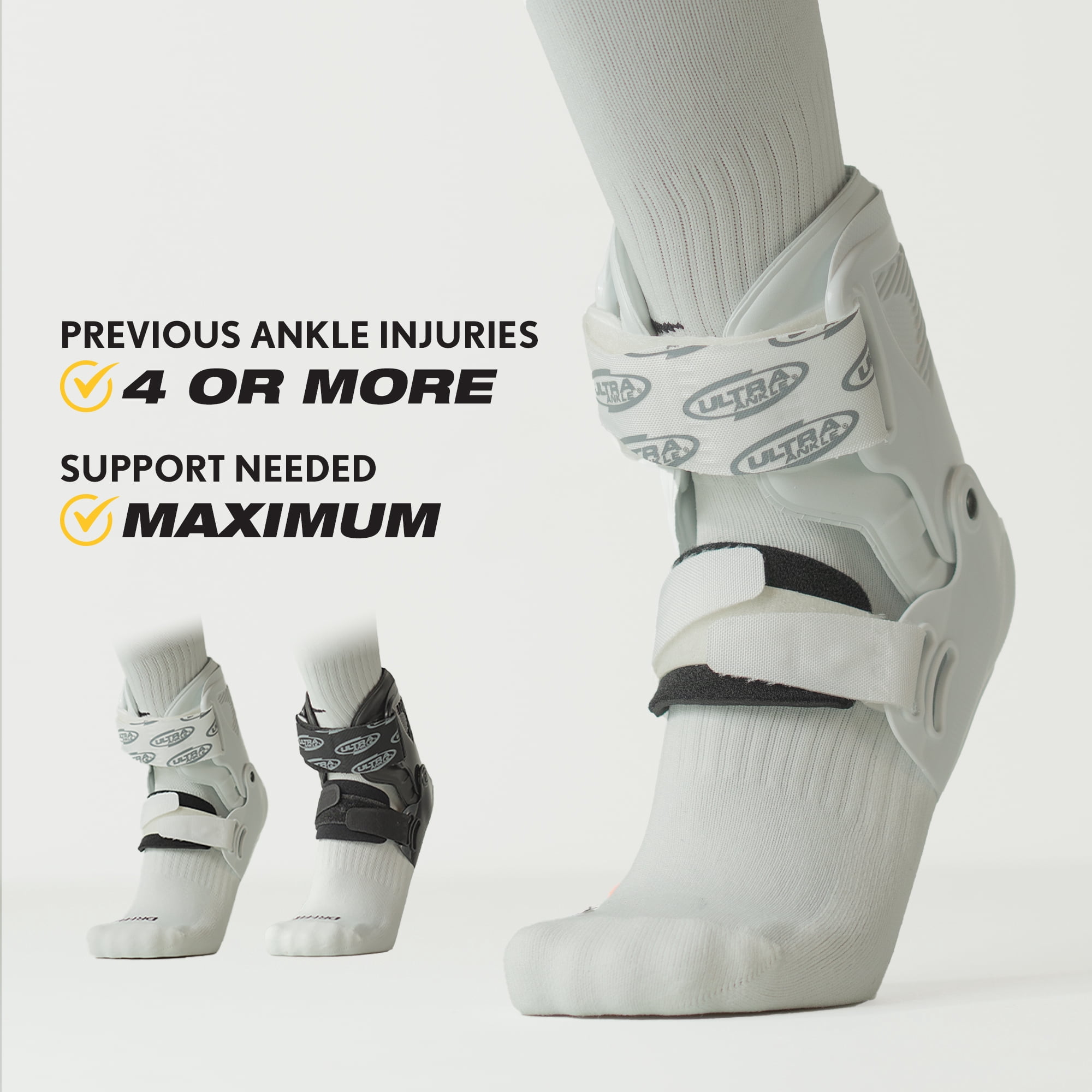 Ultra Ankle® Ultra Zoom® Hinged-Cuff Ankle Brace White S/M
