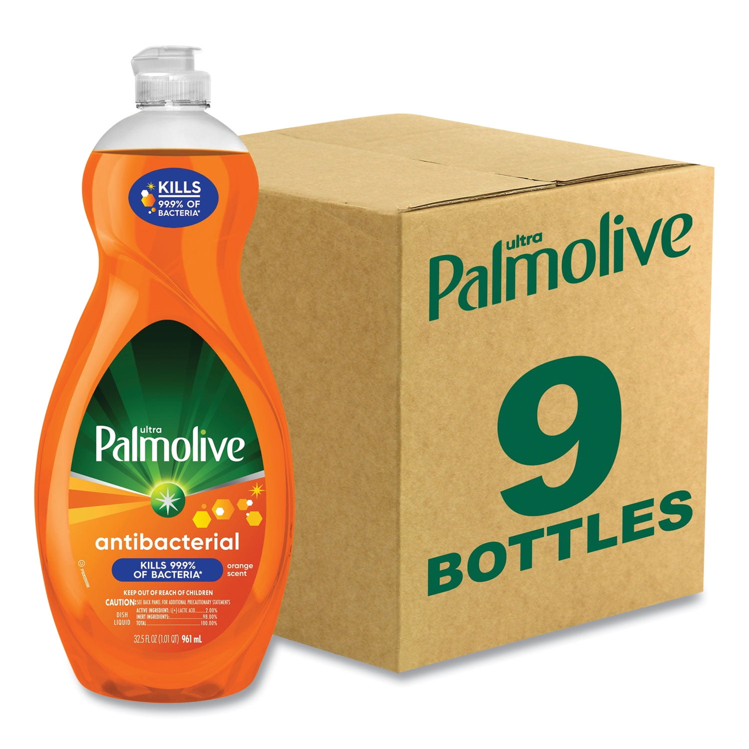 Ultra Antibacterial Dishwashing Liquid, Orange Scent, 32.5 oz Bottle, 9/Carton Ultra Antibacterial Dishwashing Liquid, Orange Scent, 32.5 oz Bottle, 9/Carton