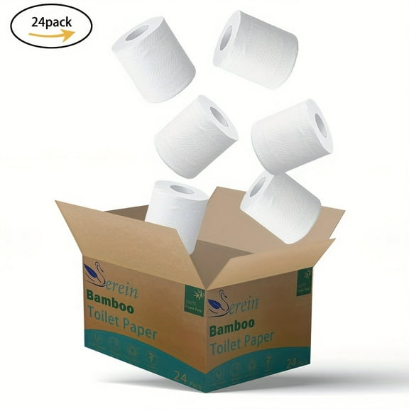 Ultra Bamboo Toilet Paper, 3-Ply 24 Rolls (300 Sheets/Roll)  Super Absorbent, Lint-Free, Fragrance-Free, Light Beige  Eco-Friendly for Home, RV & Commercial Use  Cost-Effective & Soft