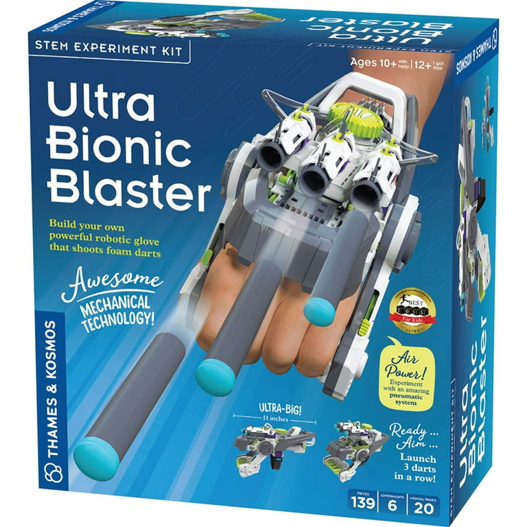 スマートトラッキング メカニカルアームフォームブラスター高速発射電動ランチャー Thames & Kosmos, Ultra Bionic Blaster, 134 pieces, for foam darts