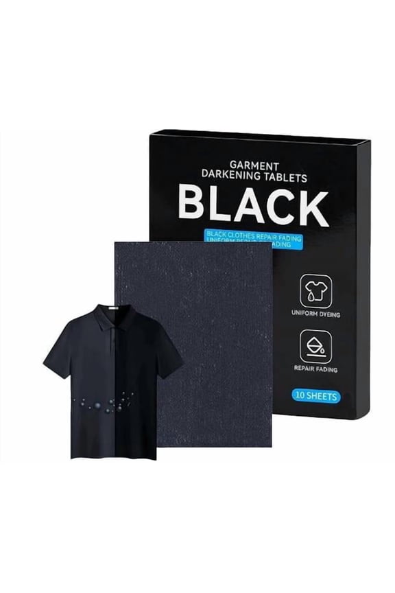 Ultra-Black Laundry Darkening Sheets - 10 Pack Fabric Color Reviver for Black Clothes, No-Mess Washing Machine Dye Sheets for Cotton Polyester, Restore Faded Jeans & T-Shirts (4.33" x 5.51")