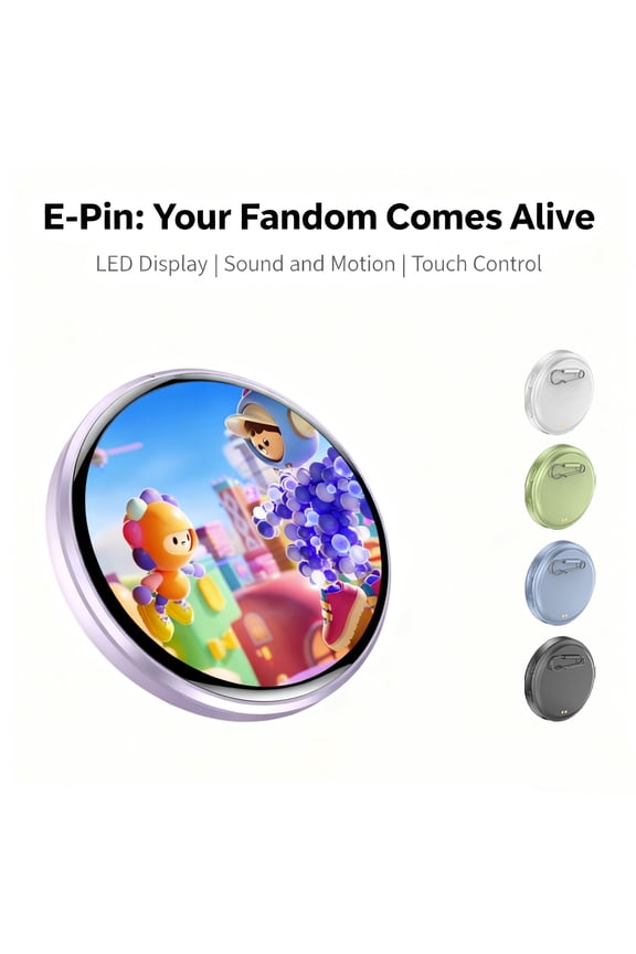 Smart Digital Badge Pin with 1.7" HD Display & Bluetooth 6.0, Customizable RGB Halo, Magnetic Back, Perfect Gift for Anime Football Fans