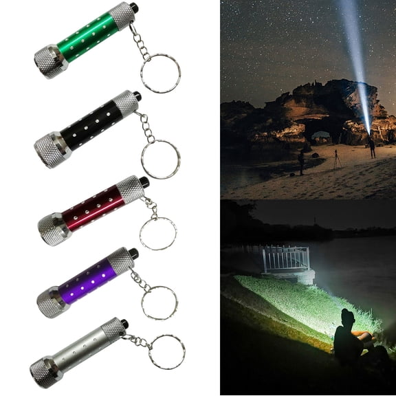 Ultra Bright 5 Led Flashlight Torch, Mini Keychain Design With Key Ring, Black For Daily Carry, Emergency, Camping, Hiking, Night Walks - 5 Led Ultra Bright Flashlight, Compact