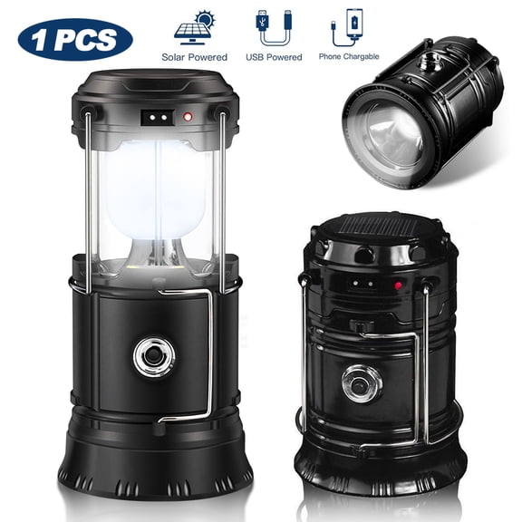 Ultra Bright Camping Lantern with Rechargeable Batteries, Water Resistant Portable LED Solar Collapsible Camping Lantern Flashlights Torch for Outdoor 1pcs