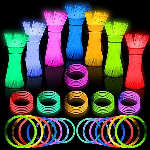 Ultra Bright Halloween Glow Sticks - 500PRO Party Pack with Connectors for Christmas, Neon Birthday and Holidays - Multicolor 8" Glow Sticks Necklaces Bulk