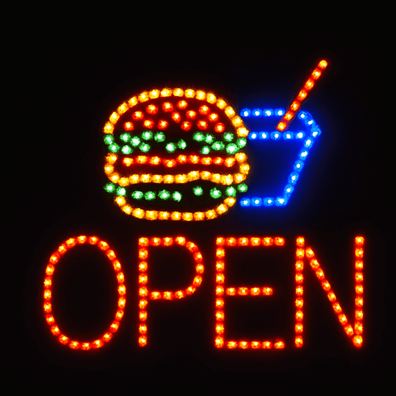 Ultra Bright Hamburger burger with Drink LED Sign Super Size 19"X19 with Animation montion and Power Switch (L74)
