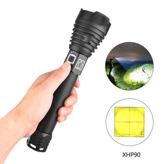 Ultra Bright LED Flashlight With LED Lamp Beads Waterproof Torch Zoomable 3 Lighting Modes Multi-function USB Charging