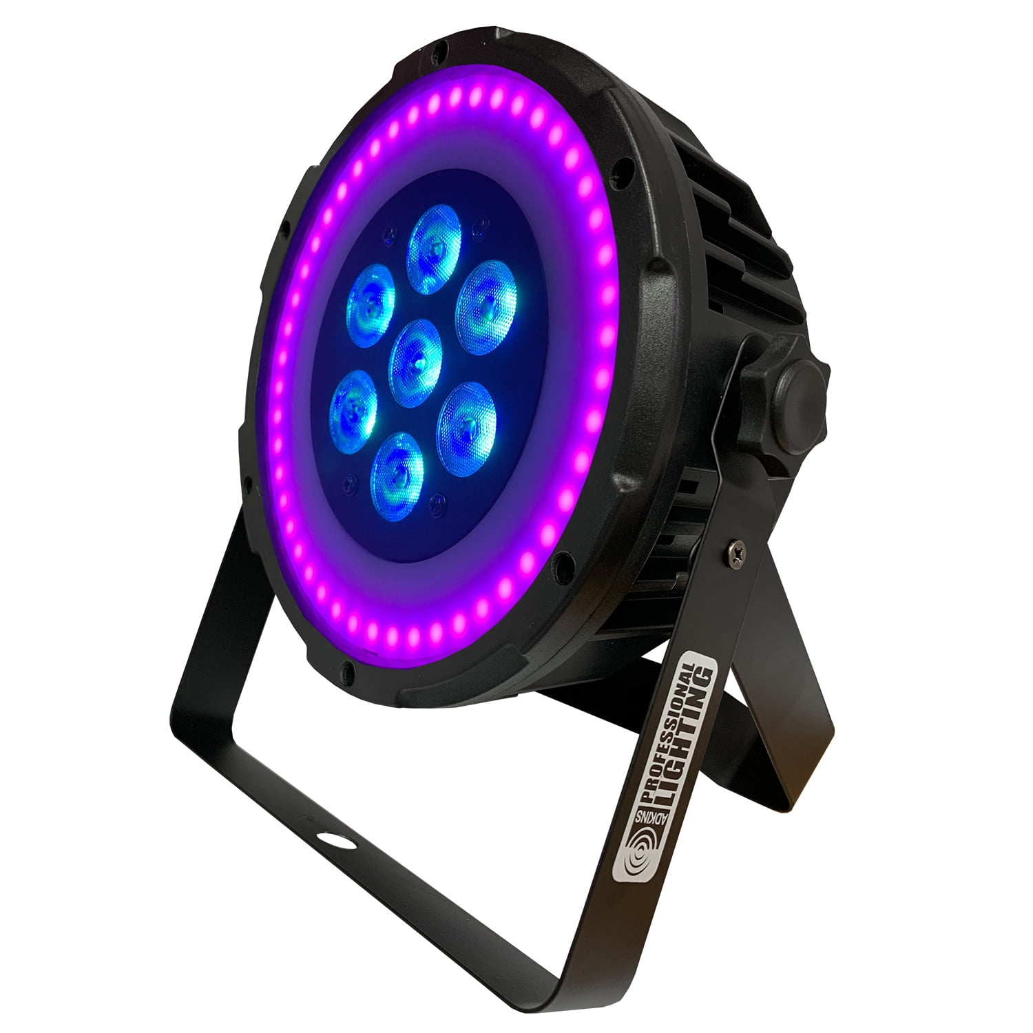 Ultra Bright LED FlatPar 7x10 Watt Hex RGBAW SlimPar Light w/ FX Ring & Remote Control - Up-Lighting - Stage Lights - Adkins Professional Lighting