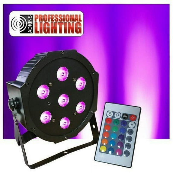 Ultra Bright LED FlatPar 7x10 Watt Quad RGBW SlimPar - Up Light - w/ Remote Contro - Dj Lighting