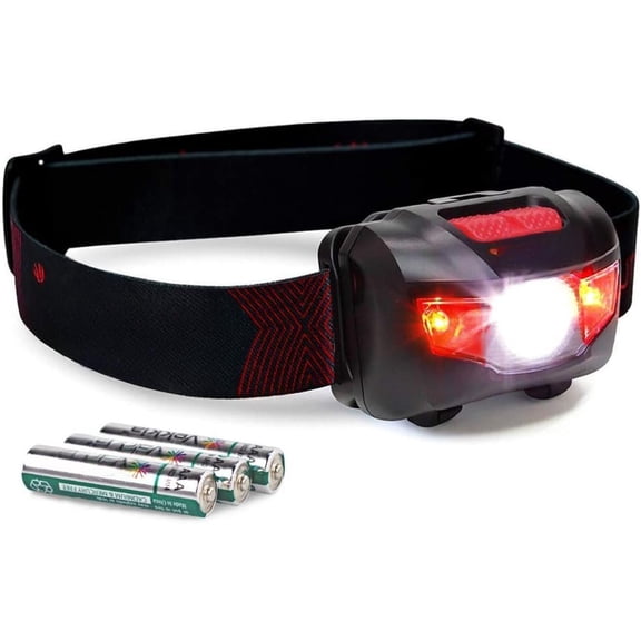 Ultra Bright LED Headlamp-5 Lighting Modes,White & Red LEDs Lamp, Camping Accessories Gear. IPX6 Headlight for Running,Cycling,Fishing,Hiking,Repairing. Included