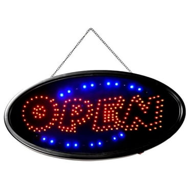 Ultra Bright LED Neon Open Sign, 19" x 10" Large Animated Motion Business Sign with ON/OFF Light, Eye-catching Electric Light Up Sign for Bar, Salon- Vertical, Oval "OPEN"