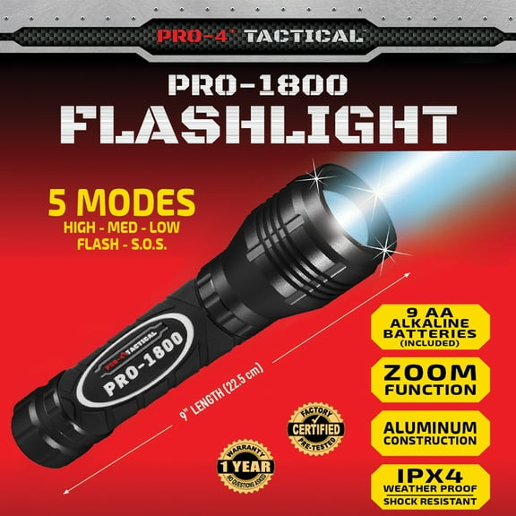 Ultra Bright LED Tactical Flashlight with AA Alkaline Batteries