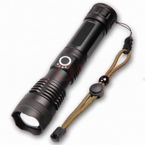 Ultra-Bright P50 Quad-Core LED Flashlight, USB Rechargeable, Zoomable, 5-Level Brightness, Long-Range, with Power Display