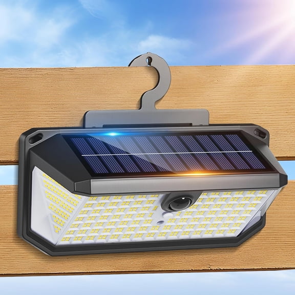Ultra Bright Solar Motion Sensor Security Light with Remote Control, 270 Wide Angle, 3 Modes and Hanging Hook for Fence Yard Garage