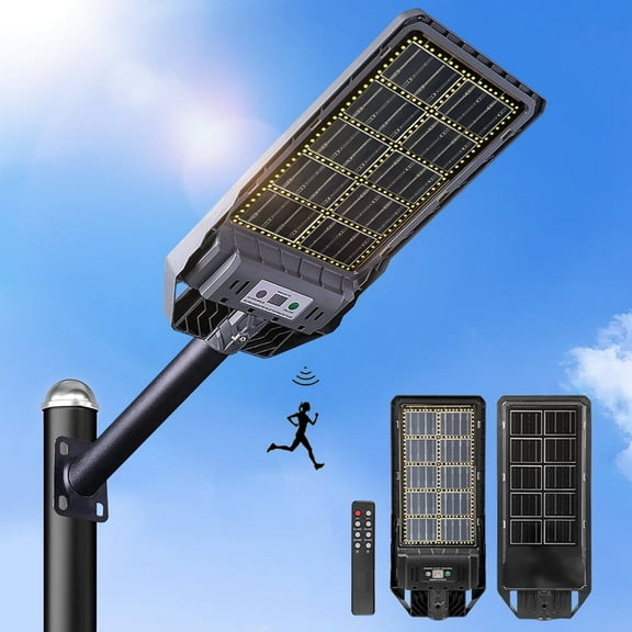 Ultra Bright Solar Street Light, 3500W 98000LM Double-Sided Solar Panel Dusk to Dawn Outdoor Solar Lights, Motion Sensor Lights with Remote Control, Security Wall Road Lamp for Garden Yard Patio Park