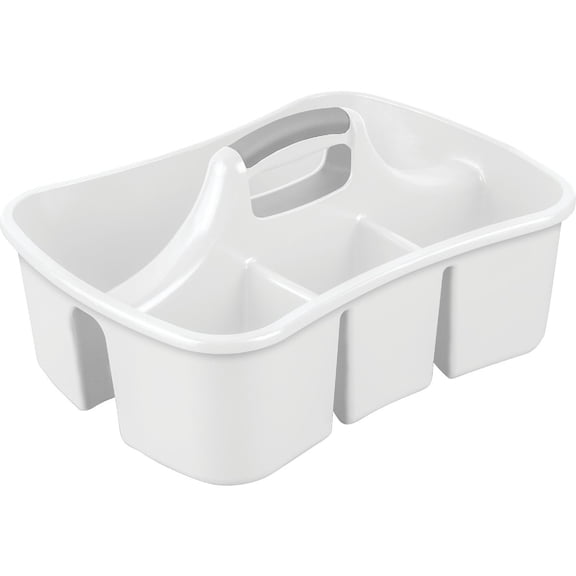 12-pack Ultra Caddy Portable Plastic Bathroom Storage Caddy - 5 Compartments, Handle - 12 Pack, White Home & Garage Storage, Stackable Design
