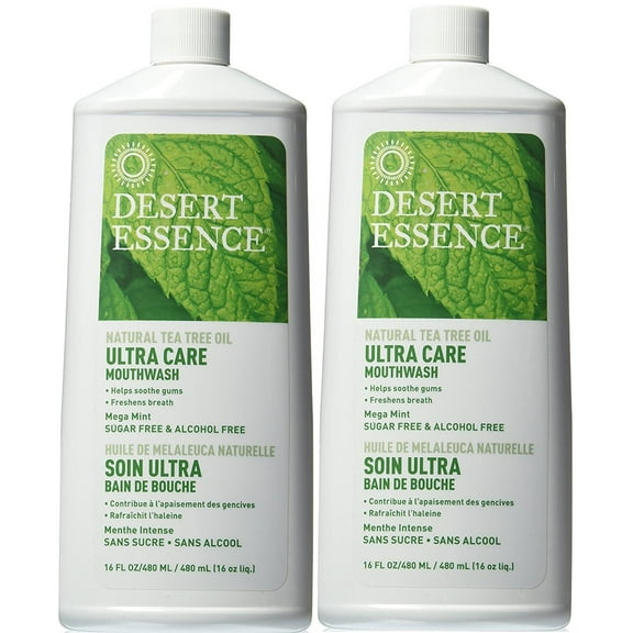Ultra Care Mouthwash - Made With Natural Tea Tree Oil - Sugar-Free, Alcohol-Free - Mega Mint, 16 Fl Oz (Pack Of 2)