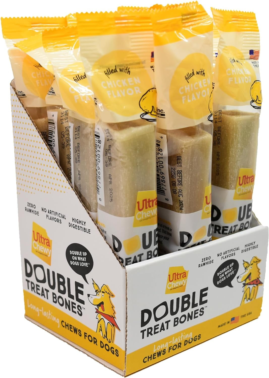 Ultra Chewy Double Treat Bones Long Lasting Dog Treats Made in USA for Large and Small Breeds Highly Digestible Ideal for Aggressive Chewers Peanut Butter 12 Count Walmart