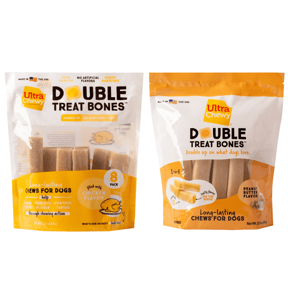 Ultra Chewy Double Treat Bones - (Peanut Butter and Chicken, 2 value packs)