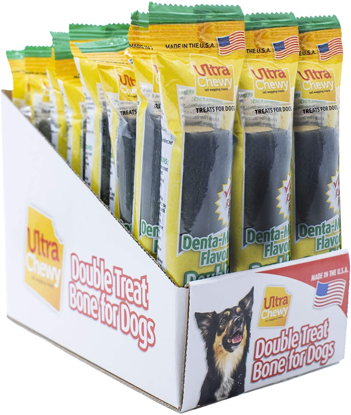 Ultra Chewy Naturals Dog Treats Bone Made in USA Highly Digestible Irresistible Flavors Special Box with Individual Packages Denta Mint 24 Walmart