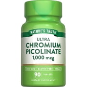 Ultra Chromium Picolinate | 1000mcg | 90 Tablets | Non-GMO, Gluten Free and Vegan | by Nature's Truth