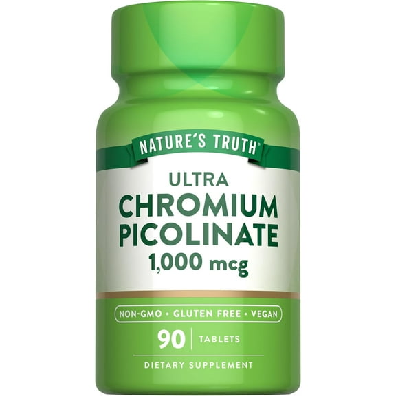 Ultra Chromium Picolinate | 1000mcg | 90 Tablets | Non-GMO, Gluten Free and Vegan | by Nature's Truth