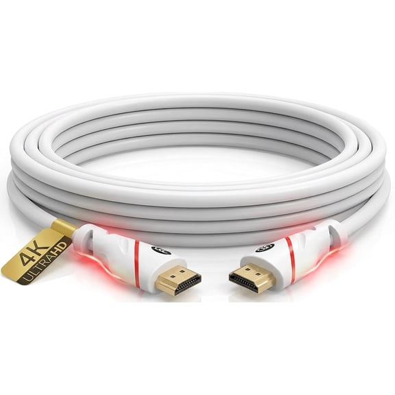Ultra Clarity Cables 4K 40ft High Speed HDMI Cable 4K@60HZ 3D ARC Gold Plated Connector, 18Gbps for HDR, HDCP 2.2, Blu-ray, Roku, PS4, Xbox, White