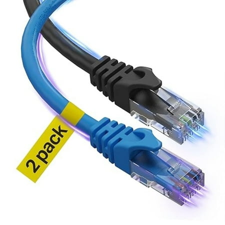 Ultra Clarity Cables Cat6 Ethernet Cable, RJ45, LAN, UTP Cat 6 Cable Ethernet, Patch, Network Cable, Internet Cable for PS4, PS5, Xbox, Ethernet Cord, Black/Blue, 10 ft, 2-Pack