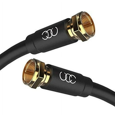 Ultra Clarity Cables Triple Shielded Coaxial Cable, RG6, In-Wall Rated Male F Connector, Black, 10ft