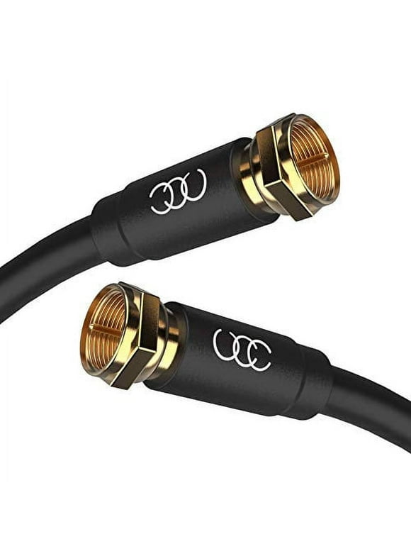 Ultra Clarity Cables Coaxial Cable, Triple Shielded Rg6 Coax Cable for TV, In-Wall Rated Gold Plated Connectors Digital Audio Video with Male F Connector Pin, Antenna Cable, Black, 10 Feet