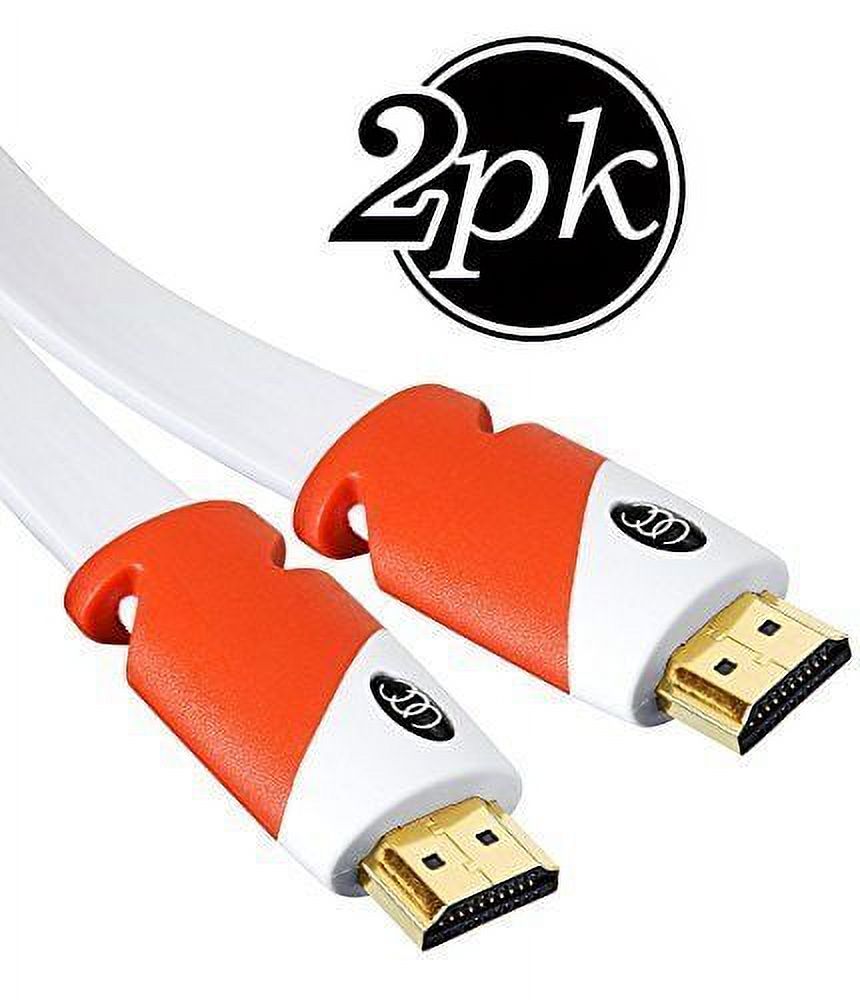 Ultra Clarity Cables Flat HDMI Cable 10 ft 2 Pack High Speed HDMI Cord Supports, 4K Video