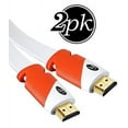 thumbnail image 1 of Ultra Clarity Cables Flat HDMI Cable, CL3 Rated, 4k, Ultra HD, 3d, 2160p, 1080p, Ethernet and Audio Return, HDMI 2.0b standard, HDCP 2.2 Compliant, High-Speed HDMI Cable, White, 3 ft, 2 Pack, 1 of 5