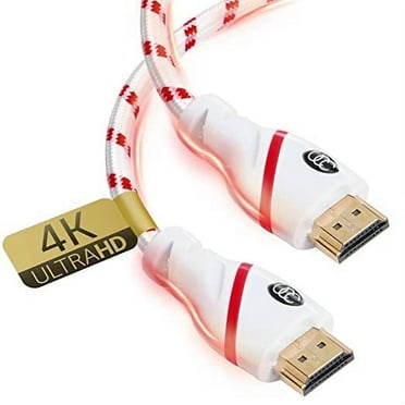 Ultra Clarity Cables HDMI Cable, 4K Resolution, UHD 2.0b Ready, Supports Ethernet Ultra HDR Video HD Bandwidth 18Gbps, Audio Return Channel, High Speed HDMI Cable, Round, White & Red, 20 ft, 1 Pack