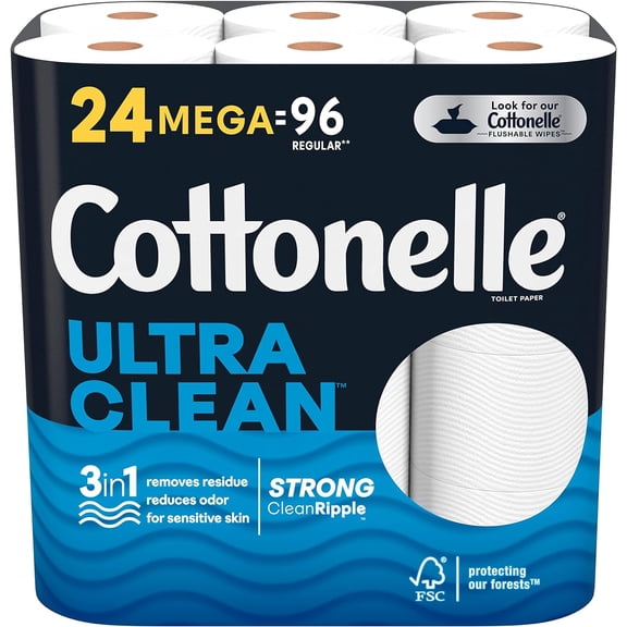 Ultra Clean Mega Bathroom Tissue, White, 312 Sheets Per Roll, Pack Of 24 Rolls--