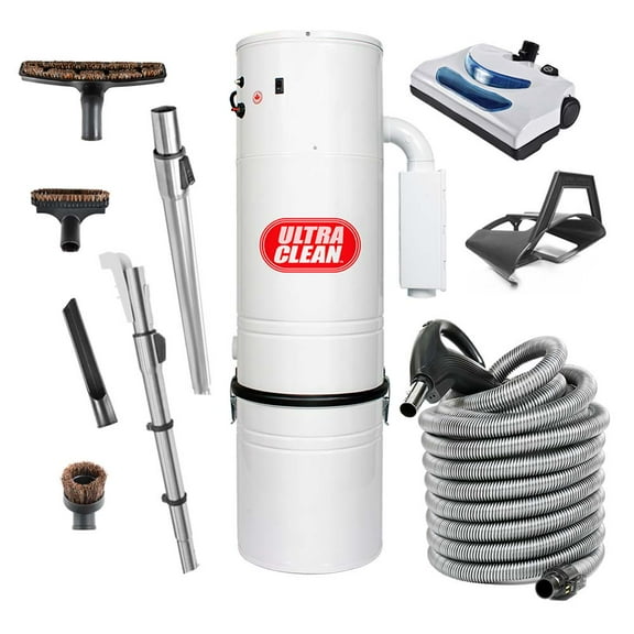 Ultra Clean SC200 Central Vacuum System Made in Canada with Ametek Tangential Bypass Motor up to 7,500 sq ft Homes with Deluxe Electric Hose Powerhead and Accessory Package (30 ft, Direct Connect)