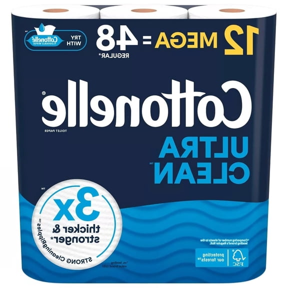 Ultra Clean Strong Toilet Paper - 12 Mega Rolls: No Fragrance Added