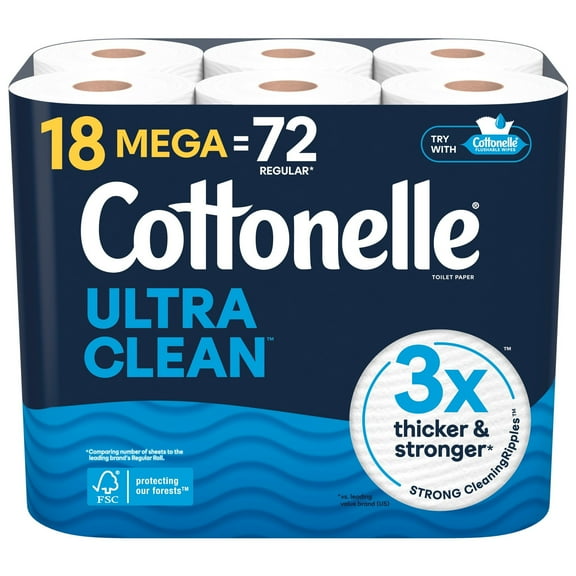Ultra Clean Strong Toilet Paper - 18 Mega Rolls