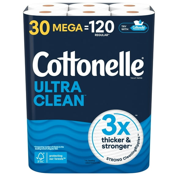 Ultra Clean Strong Toilet Paper - 30 Mega Rolls