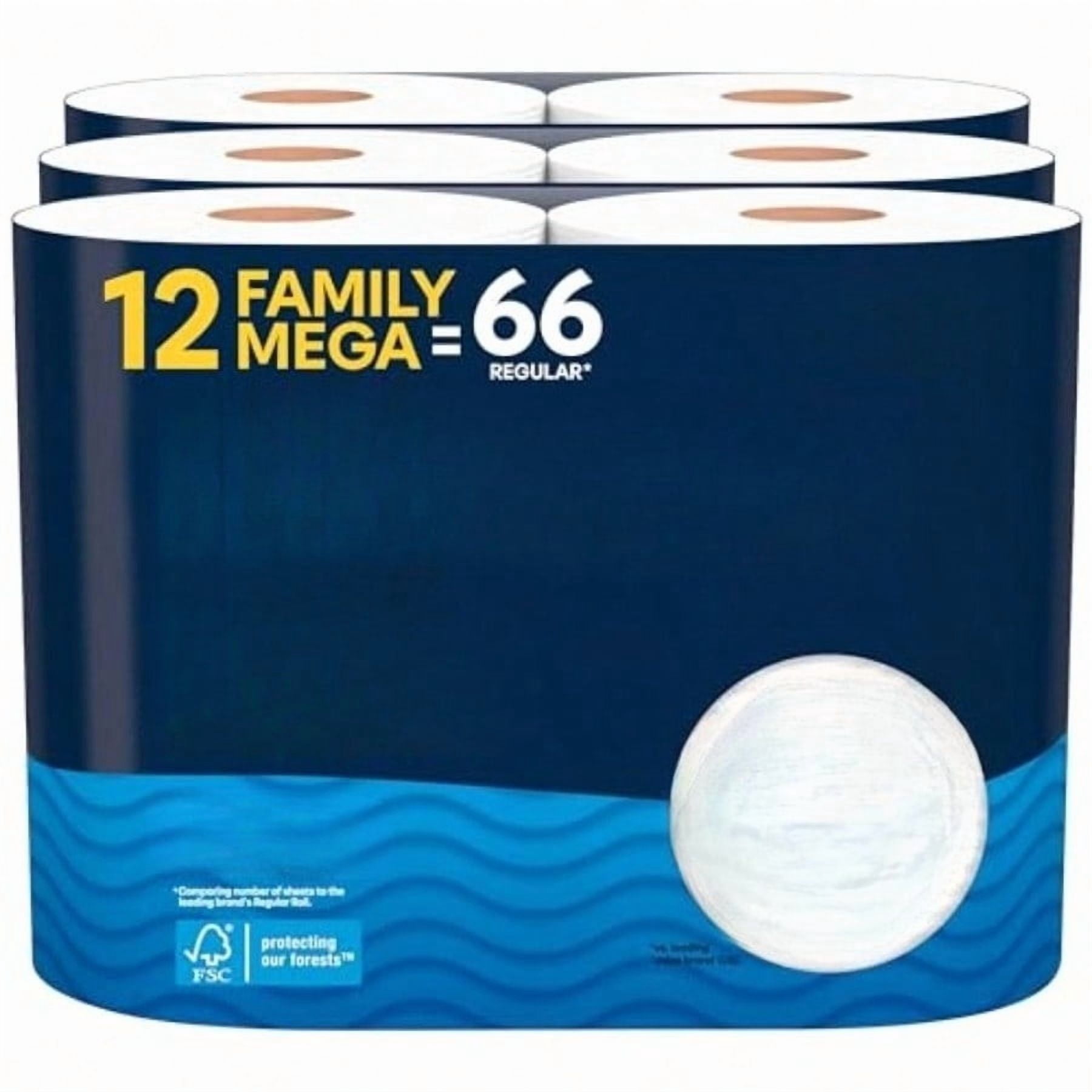 Ultra Clean Toilet Paper with Active Texture, Strong Bath Tissue, 12 Family Mega Rolls = 66 Regular Rolls,packaging may vary