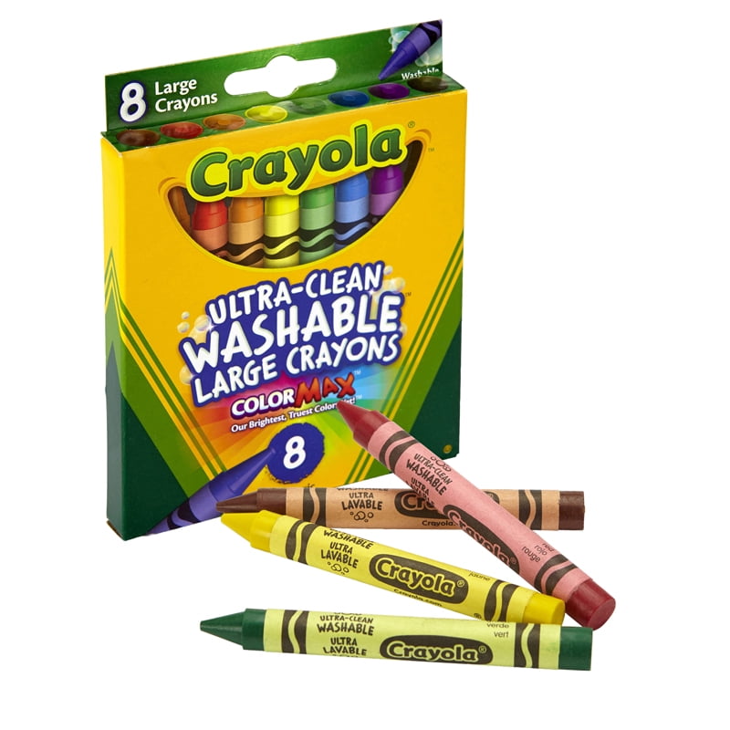 Ultra-Clean Washable Crayons, Large Size, 8 Colors | Bundle of 10 Boxes