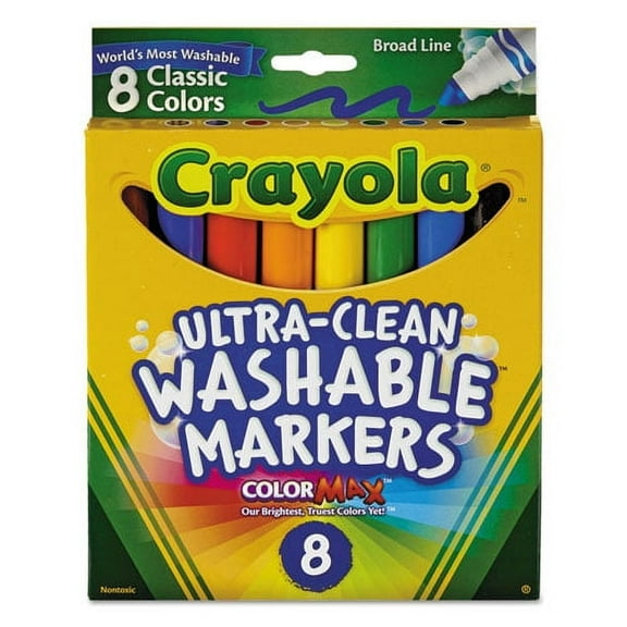 Ultra-Clean Washable Markers, Broad Bullet Tip, Assorted Colors, 8/pack | Bundle of 2 Sets