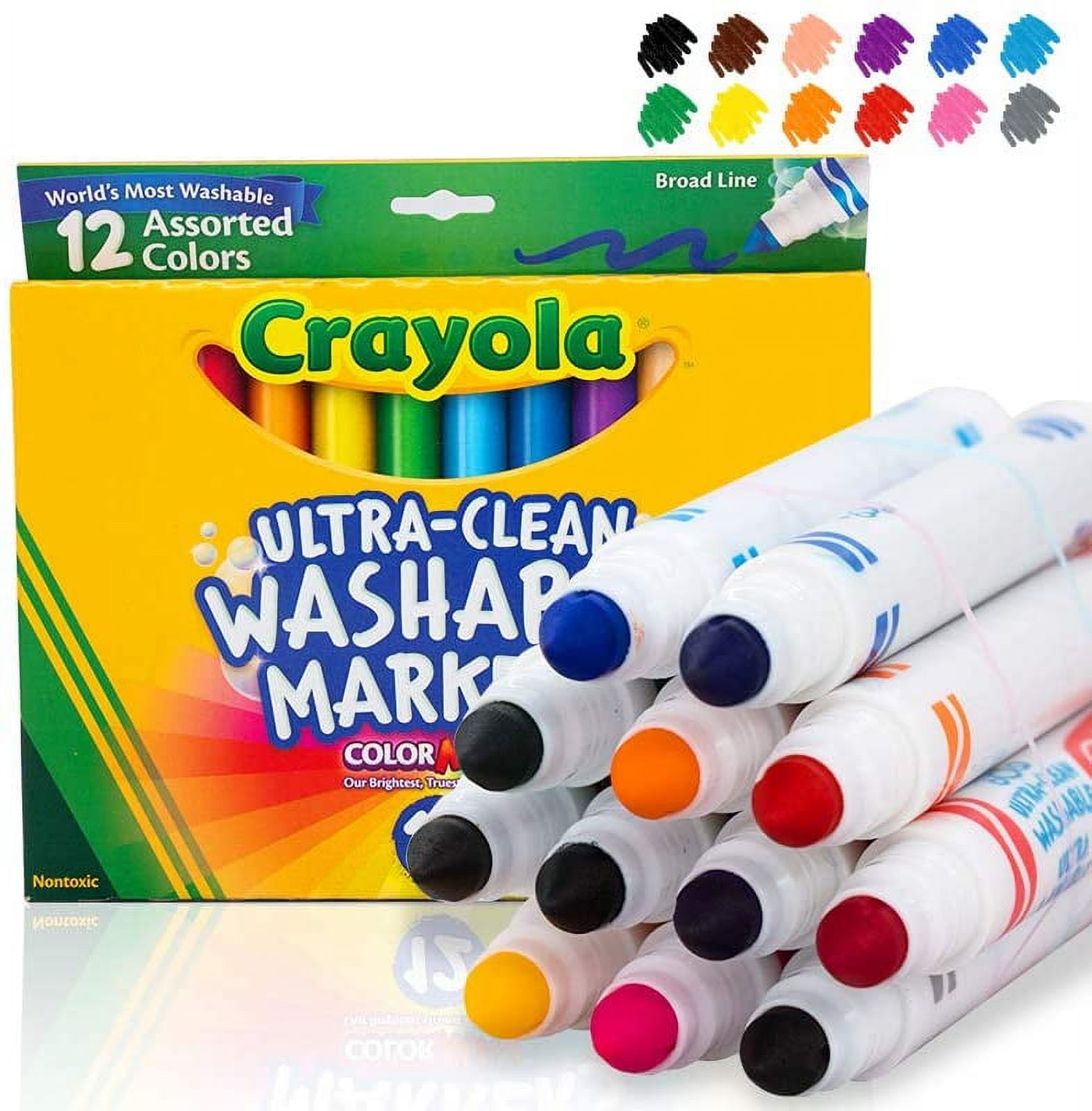 Crayola Ultra Clean Washable Markers (12 Boxes), Bulk Markers for Kids, 10  Broad Line Markers, Holiday Gifts & Stocking Stuffers, 4+ - Yahoo Shopping
