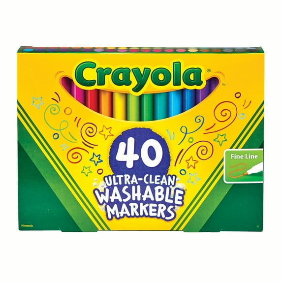 Ultra-Clean Washable Markers, Fine Bullet Tip, Assorted Colors, 40/set | Bundle of 5